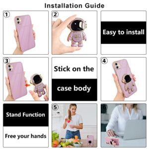 Pepmune Compatible with iPhone 12 Case Cute 3D Astronaut Stand Design Camera Protection Shockproof Soft Back Cover for Apple iPhone 12 Phone Case Purple