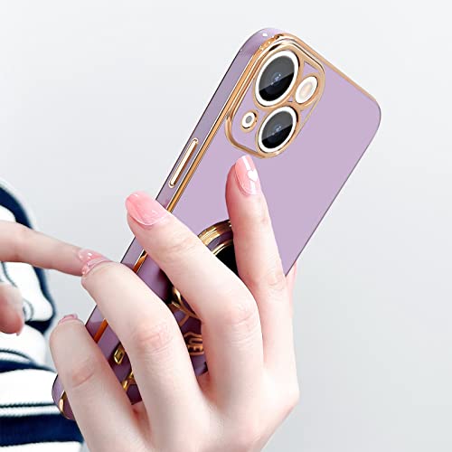 Pepmune Compatible with iPhone 14 Case Cute 3D Astronaut Stand Design Camera Protection Shockproof Soft Back Cover for Apple iPhone 14 Phone Case Purple