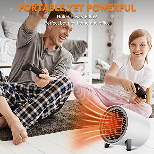 Space Heater, Hendoct Mini Portable Electric Space Heater 600W, PTC Ceramic Heater with Overheat Protection, Small Space Heater for Office, Bedroom and Under Desk