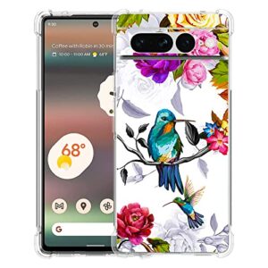 beaucov pixel 7 pro case, hummingbird in flowers bird drop protection shockproof case tpu full body protective scratch-resistant cover for google pixel 7 pro