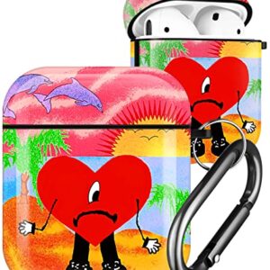 Ulirath Cute Bunny Heart for AirPods1/2 Case Un Verano Sin Ti Cartoon Kawaii Cases for Apple AirPod Air Pods 2nd/1st Cover Cool Fun Funny Unique Design Skin Coves for Girls Girly Boys