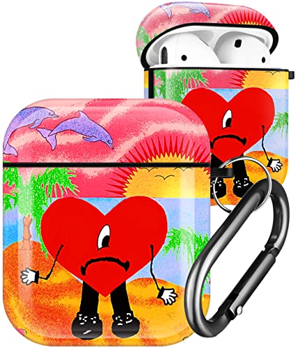 Ulirath Cute Bunny Heart for AirPods1/2 Case Un Verano Sin Ti Cartoon Kawaii Cases for Apple AirPod Air Pods 2nd/1st Cover Cool Fun Funny Unique Design Skin Coves for Girls Girly Boys