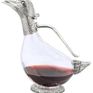 Rigeli Regent Silverplated Duck Decanter 25.3 oz, 750ml Red Wine Carafe, Wine Gift, Wine Accessories Decanter for Wine, Men/Women's Good Gift on Special Day