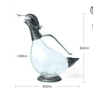 Rigeli Regent Silverplated Duck Decanter 25.3 oz, 750ml Red Wine Carafe, Wine Gift, Wine Accessories Decanter for Wine, Men/Women's Good Gift on Special Day