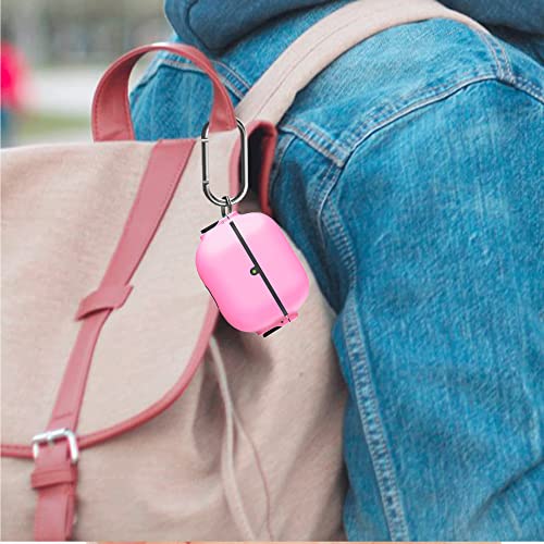 Compatible with Airpod 3rd Generation Case with Lock, Airpods 3 Locking Case, Apple Air Pod Pro Gen 3 Case Cover, Cute Airpod 3 Case for Women Protective, Hard Earbuds Cases with Keychain, (Pink)