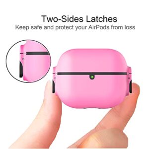 Compatible with Airpod 3rd Generation Case with Lock, Airpods 3 Locking Case, Apple Air Pod Pro Gen 3 Case Cover, Cute Airpod 3 Case for Women Protective, Hard Earbuds Cases with Keychain, (Pink)