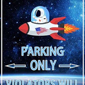 Astronaut Decor Outer Space Room Sign Galaxy Space Wall Decor For Boys Kids Room Decoration Space Themed Bedroom Decor Space Party Decorations Space Theme Decor Astronaut Stickers Birthday Gifts Astronaut Space Parking Only Vlolators Will Be Mooned Sign 8
