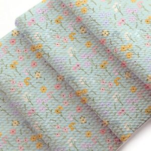 Aqua Wildflower Mix Floral Liverpool Bullet Fabric Textured Knit 4 Way Stretch - 6" Strip