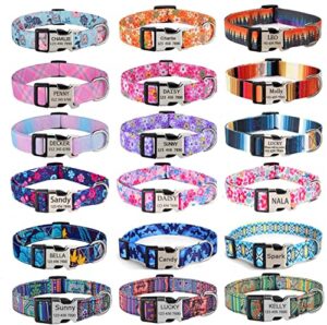 ylrank personalized dog collars - floral custom dog collar with engraved id name and phone number - customized dog collars for puppy small medium large x-large boy girl dogs (pack of 1)
