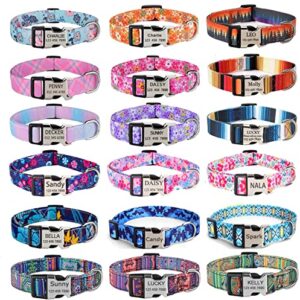 YLrank Personalized Dog Collars - Floral Custom Dog Collar with Engraved ID Name and Phone Number - Customized Dog Collars for Puppy Small Medium Large X-Large Boy Girl Dogs (Pack of 1)