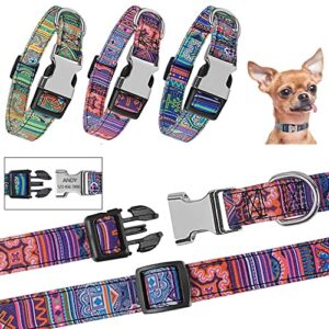 YLrank Personalized Dog Collars - Floral Custom Dog Collar with Engraved ID Name and Phone Number - Customized Dog Collars for Puppy Small Medium Large X-Large Boy Girl Dogs (Pack of 1)