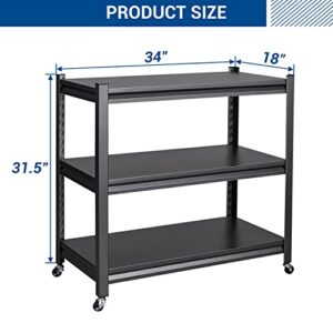 Fesbos Shelves Metal Garage Storage Shelves for Garage Storage, Adjustable Metal Shelves for Storage Shelving, 3-Tier Metal Heavy Duty Shelving, Industrial Storage Racks