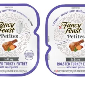 Fancy Feast Gourmet Petites in Gravy Wet Cat Food Variety 5 Flavor Pack / 20 Servings / Beef, Chicken, Ocean Whitefish & Tuna, Salmon and Turkey with Healthier Paw Sticker!!