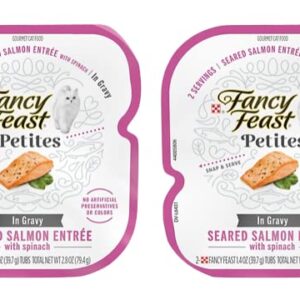 Fancy Feast Gourmet Petites in Gravy Wet Cat Food Variety 5 Flavor Pack / 20 Servings / Beef, Chicken, Ocean Whitefish & Tuna, Salmon and Turkey with Healthier Paw Sticker!!