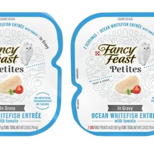 Fancy Feast Gourmet Petites in Gravy Wet Cat Food Variety 5 Flavor Pack / 20 Servings / Beef, Chicken, Ocean Whitefish & Tuna, Salmon and Turkey with Healthier Paw Sticker!!