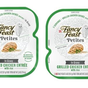 Fancy Feast Gourmet Petites in Gravy Wet Cat Food Variety 5 Flavor Pack / 20 Servings / Beef, Chicken, Ocean Whitefish & Tuna, Salmon and Turkey with Healthier Paw Sticker!!