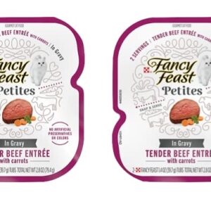 Fancy Feast Gourmet Petites in Gravy Wet Cat Food Variety 5 Flavor Pack / 20 Servings / Beef, Chicken, Ocean Whitefish & Tuna, Salmon and Turkey with Healthier Paw Sticker!!