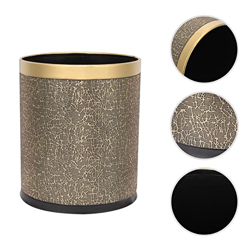 Cabilock Wastebasket European-Style Dustbin Golden+ Decoration Bin Paper Waste Can Room Gold Decorative Black European Home Toilet Wall: Small Garbage Trash Plastic Layer Storage Container