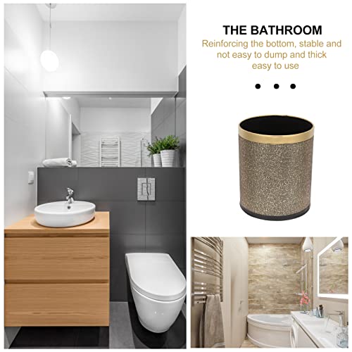 Cabilock Wastebasket European-Style Dustbin Golden+ Decoration Bin Paper Waste Can Room Gold Decorative Black European Home Toilet Wall: Small Garbage Trash Plastic Layer Storage Container