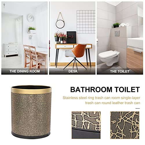 Cabilock Wastebasket European-Style Dustbin Golden+ Decoration Bin Paper Waste Can Room Gold Decorative Black European Home Toilet Wall: Small Garbage Trash Plastic Layer Storage Container