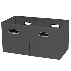 dabeact foldable storage cubes bins , fabric storage bins cubes organizer baskets with dual handles for bedroom set of 2,(grey)