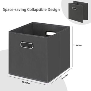 DABEACT Foldable Storage Cubes Bins , Fabric Storage Bins Cubes Organizer Baskets with Dual Handles for Bedroom Set of 2,(Grey)