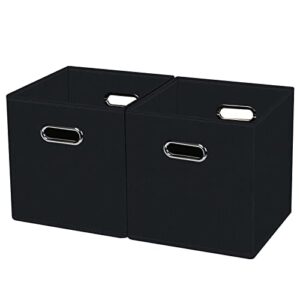 dabeact black foldable storage cubes bins , fabric storage bins cubes organizer baskets with dual handles for bedroom set of 2,(black)