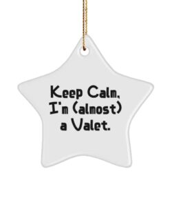 keep calm, i'm (almost) a valet. star ornament, valet , gag for valet