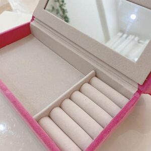 Harilla Jewelry Box Chaise Shape Display Case Pink Storage Holder Soft Lining Gift Lovely Women Earrings Organizer for Bedside Table Dresser