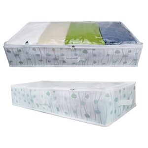 kancnt underbed storage bag with clear window, clothes organizers with 3 reinforced handles,foldable storage containers for shoes,clothes,blanket,bedding,toys(2 pack)