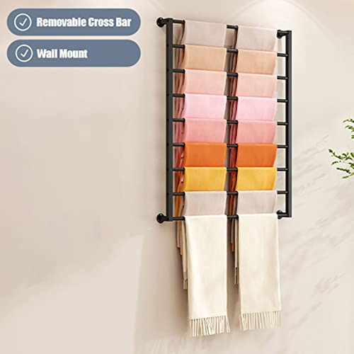 LXLZYXSF Wall Mount Commercial Towels Rack Scarves Holder, Iron Shawls Organizer Shelf, 5/9 Layers Pants Rack for Accessory Shop (Color : Black, Size : 60x120cm-9 Tier)