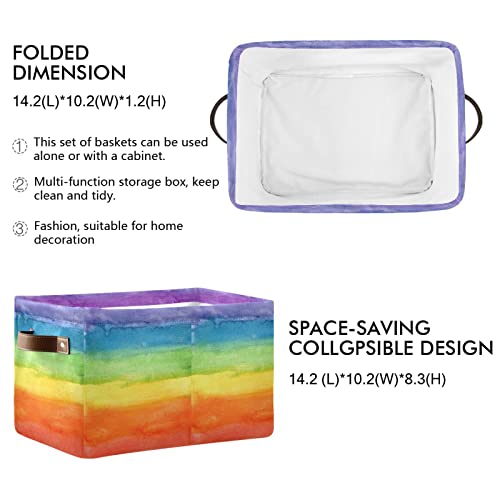 ALAZA Colorful Stripe Rainbow Foldable Storage Box Storage Basket Organizer Bins with Handles for Shelf Closet Living Room Bedroom Home Office 1 Pack