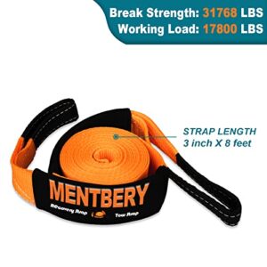 MENTBERY Recovery Strap, Snatch Strap 31768 lbs(Break Strength Lab Tested), Heavy Duty Tow Strap 3" x8' for ATV, Snowmobil.