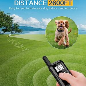 Dog Shock Collar with Remote - 2600FT Dog Training Collar with 3 Training Modes, Beep, Vibration, Shock, IPX7 Waterproof Rechargeable Electric Collar for Medium Large Dogs