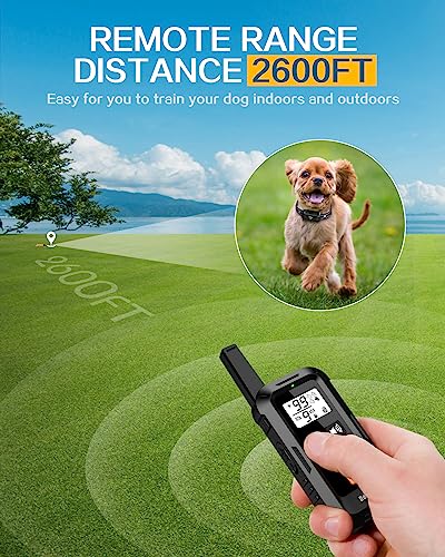 Dog Shock Collar with Remote - 2600FT Dog Training Collar with 3 Training Modes, Beep, Vibration, Shock, IPX7 Waterproof Rechargeable Electric Collar for Medium Large Dogs