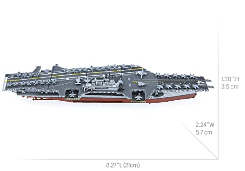 Metal Earth Fascinations Premium Series USS Midway Aircraft Carrier 3D Metal Model Kit Bundle with Tweezers