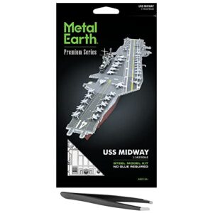 metal earth fascinations premium series uss midway aircraft carrier 3d metal model kit bundle with tweezers