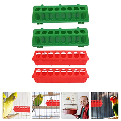 iplusmile 12pcs Small Water Waste, Duck Household Manger Pig Feeding Green for Birds Trough Red Garden Feeder, Compartment Cage Drinking Dish Chicken Slot Multihole, Dispenser Parrot