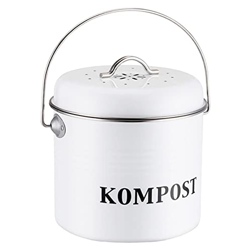 JISADER Kitchen Compost Bin, Compost Bucket Odorless Indoor Farmhouse Trash Food Vegetable Residue Peel Compost Pail Kitchen Composter