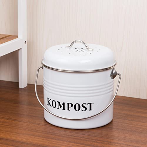 JISADER Kitchen Compost Bin, Compost Bucket Odorless Indoor Farmhouse Trash Food Vegetable Residue Peel Compost Pail Kitchen Composter