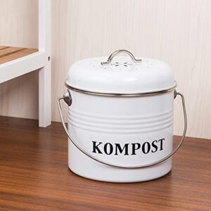 JISADER Kitchen Compost Bin, Compost Bucket Odorless Indoor Farmhouse Trash Food Vegetable Residue Peel Compost Pail Kitchen Composter