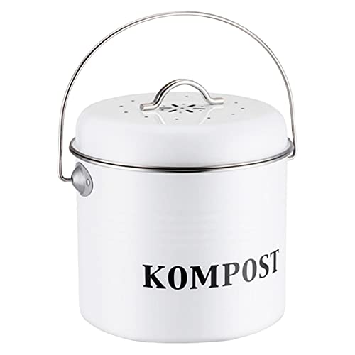 JISADER Kitchen Compost Bin, Compost Bucket Odorless Indoor Farmhouse Trash Food Vegetable Residue Peel Compost Pail Kitchen Composter