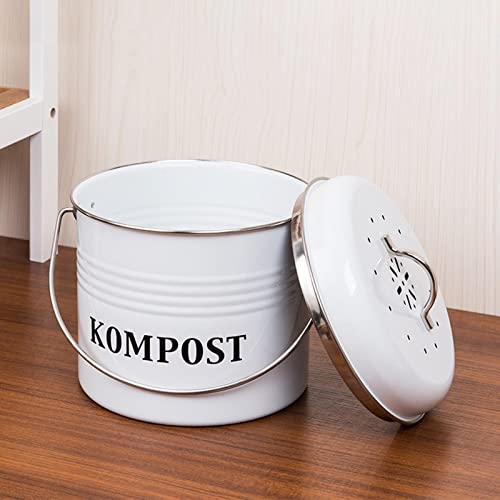 JISADER Kitchen Compost Bin, Compost Bucket Odorless Indoor Farmhouse Trash Food Vegetable Residue Peel Compost Pail Kitchen Composter