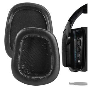 geekria elite sheepskin replacement ear pads for logitech g533, g633, g635, g933, g935 headphones ear cushions, headset earpads, ear cups cover repair parts (black)