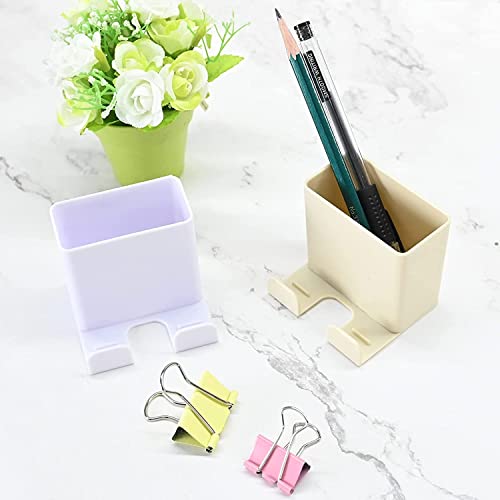 2 Pieces Remote Control Storage Boxes, Wall-Mounted Mobile Phone Holder, ABS Paste Wall-Mounted Organizer Box with Hook for Mobile Phone Charging Stand, Storage Box for Home and Office Use - White