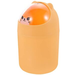 Cabilock 2pcs Home Plastic Wastebasket Container Brush Cute Holder Bin Table Shape Tiny Can Rubbish Cartoon Yellow Tabletop Makeup Garbage Mini Desktop Trash Bathroom Small Living Lovely