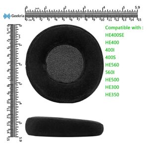 Geekria Comfort Velour Replacement Ear Pads for Hifiman HE400SE HE400 400I 400S HE560 560I HE500 HE300 HE350 Headphones Ear Cushions, Headset Earpads (Black)