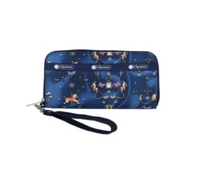lesportsac carousel chords tech wallet wristlet, zip around wallet/detachable wristlet strap, holds cell phone, style 3462/color e480, whimsical playful carousel horses, dogs/cats, butterflies/flowers