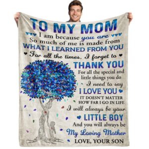 gifts for mom from son, romantic mom birthday gifts from son to my mom flannel blanket for mom from son mother day birthday presents for mom soft throw blanket 60"*50"
