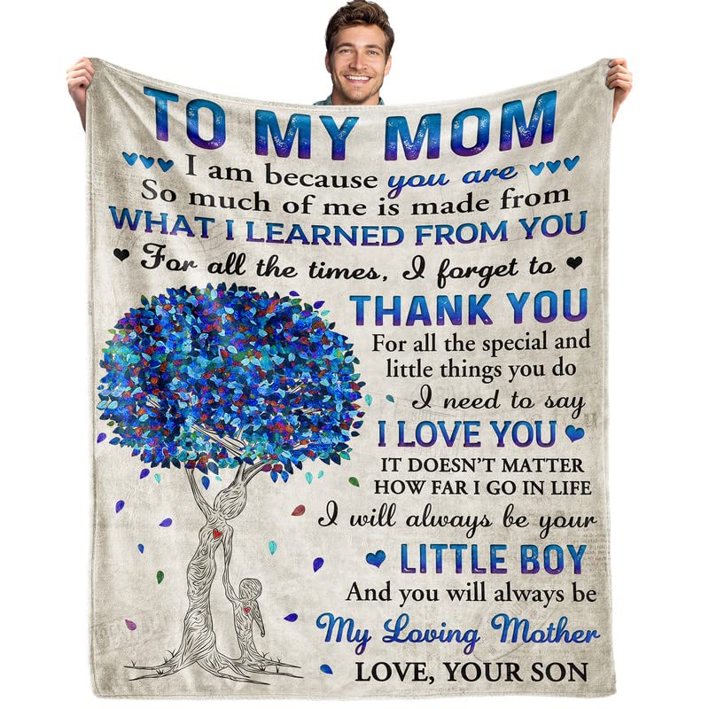 Gifts for Mom from Son, Romantic Mom Birthday Gifts from Son to My Mom Flannel Blanket for Mom from Son Mother Day Birthday Presents for Mom Soft Throw Blanket 60"*50"